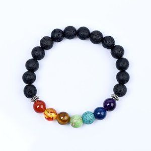 Black Lava 7 Chakra Bracelet